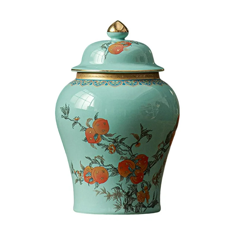 Porcelain Ginger Jar Temple Jar Modern Style Glazed Enamel for Party Desktop Green | Walmart (US)