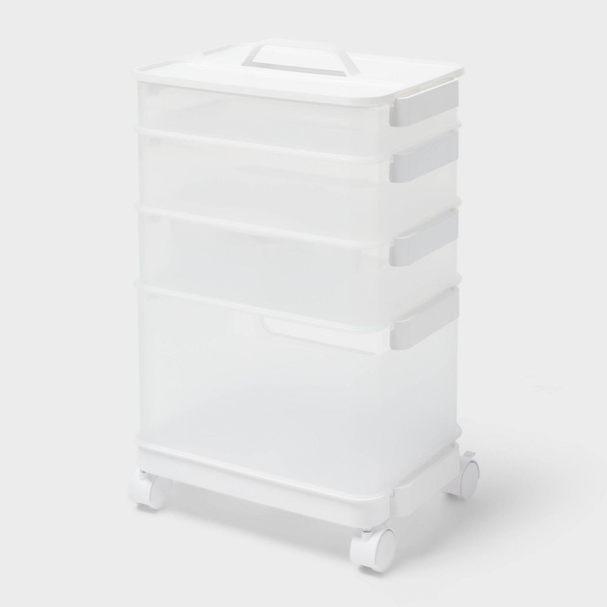 1 Open Front 2 large Bins 1 Tray with Handle Lid and Wheels - Brightroom™ | Target