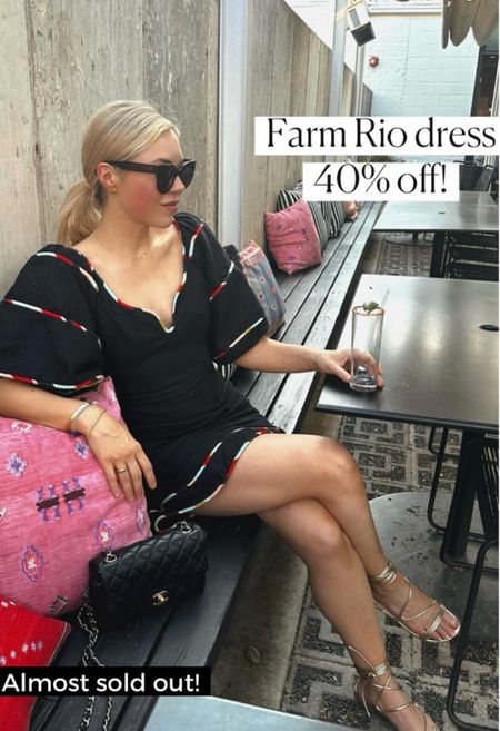 Farm Rio dress
Black dress
Party dress
Chanel bag

Summer outfit 
Summer dress 
Vacation outfit
Vacation dress
Date night outfit
#Itkseasonal
#Itkover40
#Itku
 #ltkparties #ltkitbag #ltkshoecrush  