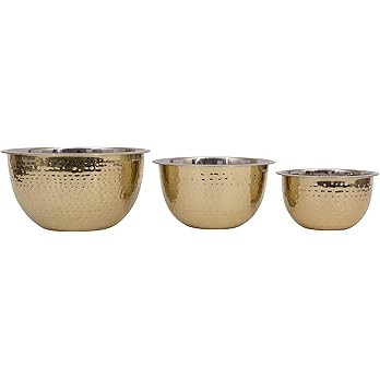 Creative Co-Op Transitional Hammered Stainless Steel Bowls, Gold Finish, Set of 3 Sizes | Amazon (US)