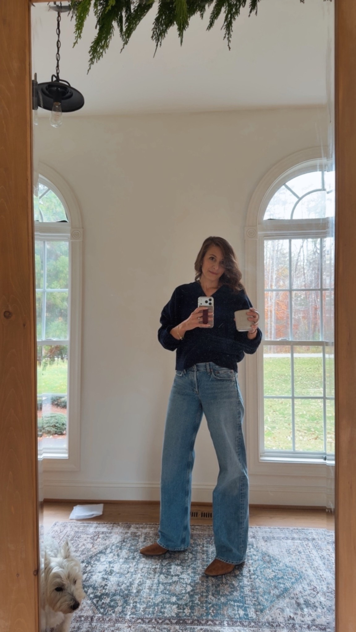 Favorite low rise loose jeans ever. Agolde for the win!
The best navy sweater. It tapers lightly at the waist so you don’t get a boxy effect. I’ll link in my stories.
Great fall suede boot!

#LTKOver40 #LTKHoliday #LTKPetite