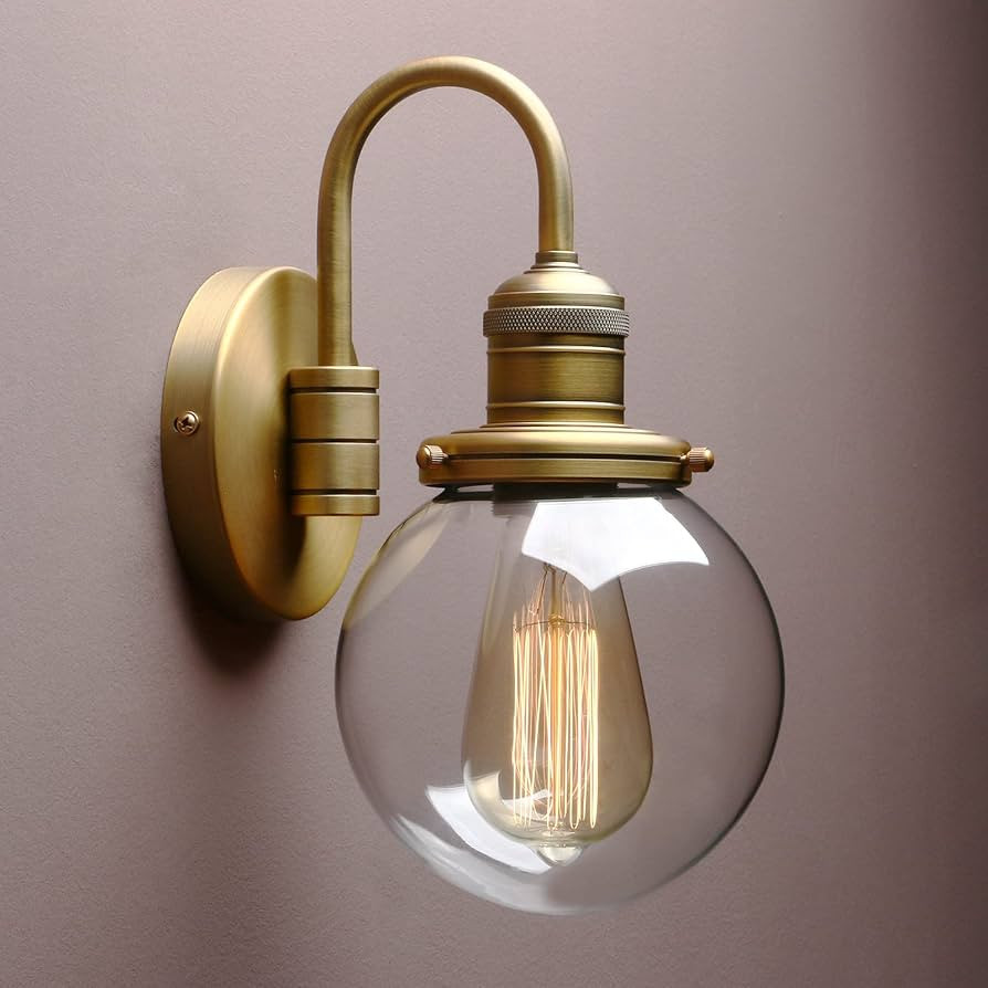 Yosoan 1-Light Brass Modern Vintage Indoor Wall Sconce, Vanity Single Luxury Hardwired Retro Text... | Amazon (US)