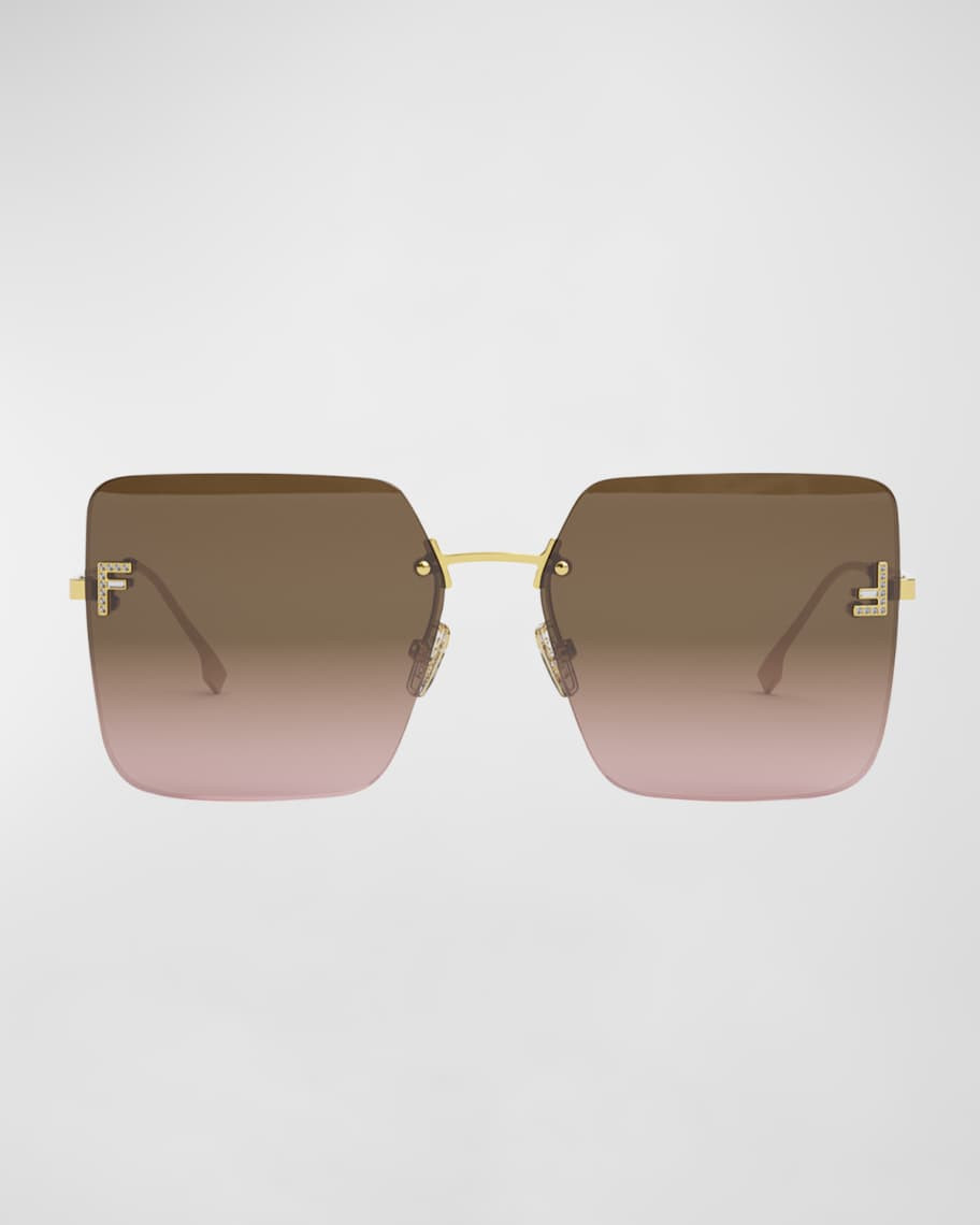 Fendi F Monogram Rimless Metal Butterfly Sunglasses | Neiman Marcus