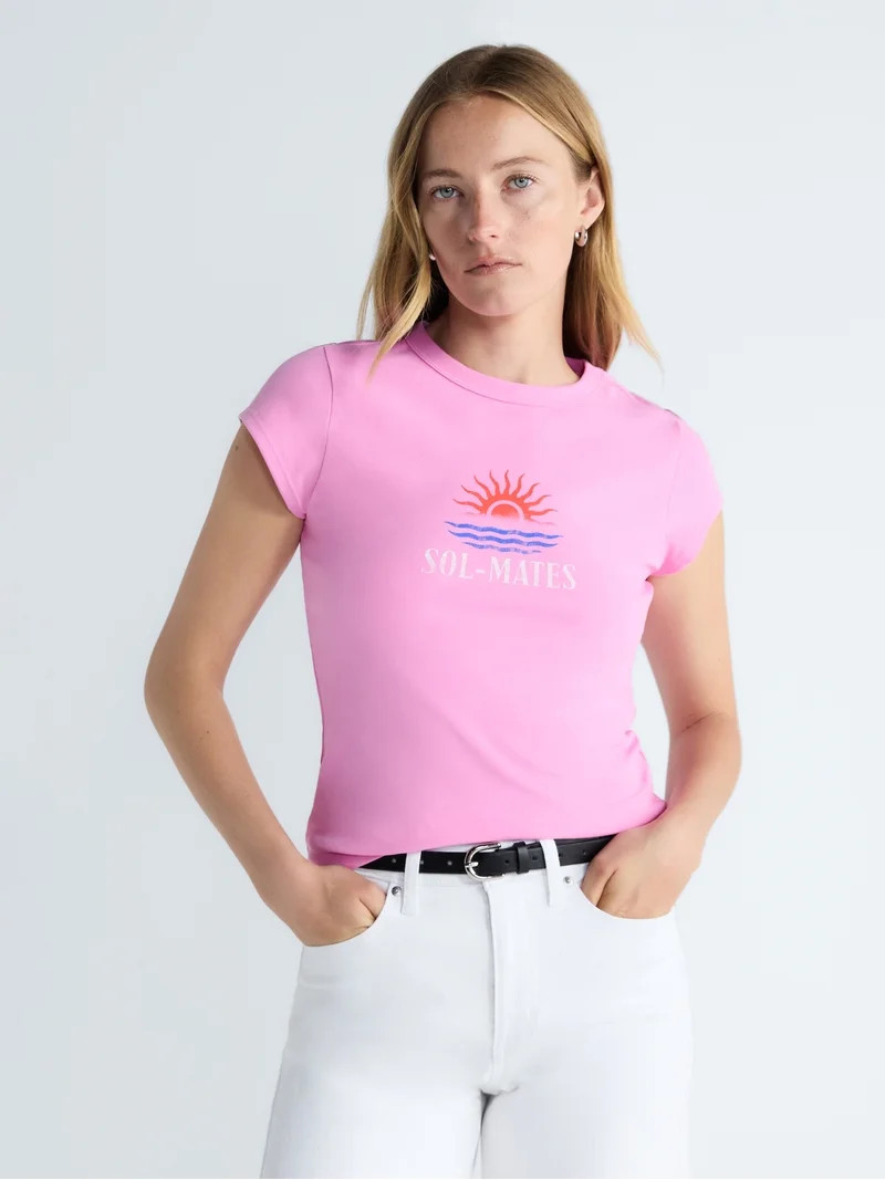 Free Assembly Women's and Women's Plus Cap Sleeve Tee, Sizes XS-4X | Walmart (US)
