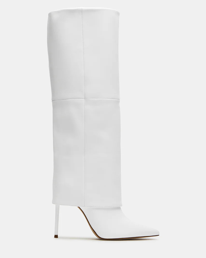 SMITH White Leather Cuffed Stiletto Boot | Women's Boots | Steve Madden (US)