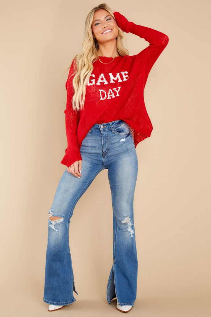 Game Day Red Ginger Raglan Lightweight Crew | Red Dress 