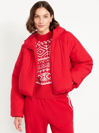 Water-Resistant Bubble-Hem Hooded Puffer Jacket | Old Navy (US)