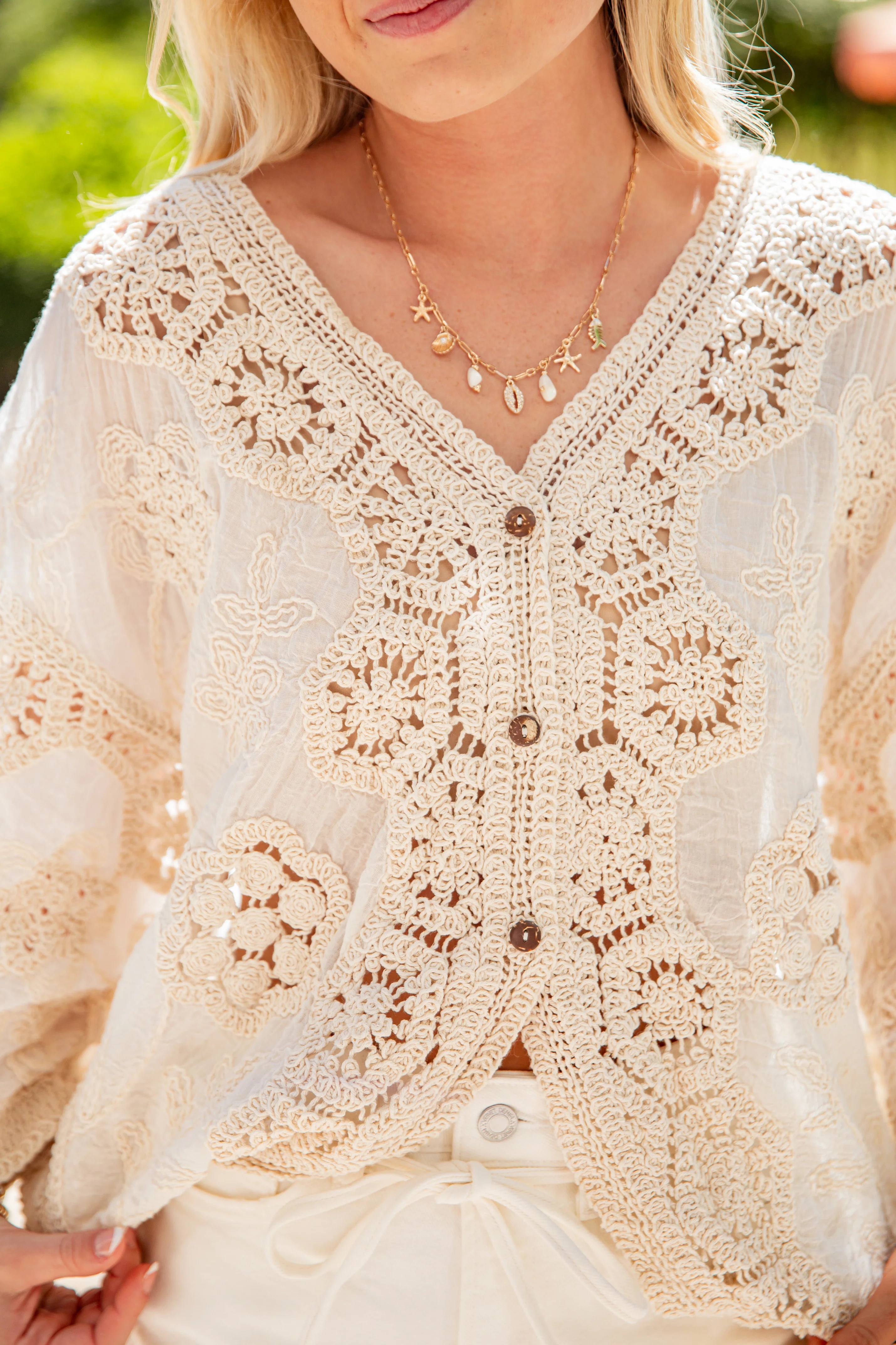 Coastal Natural Crochet Knit Top | Trendy Women's Top | ShopDressUp | Dress Up