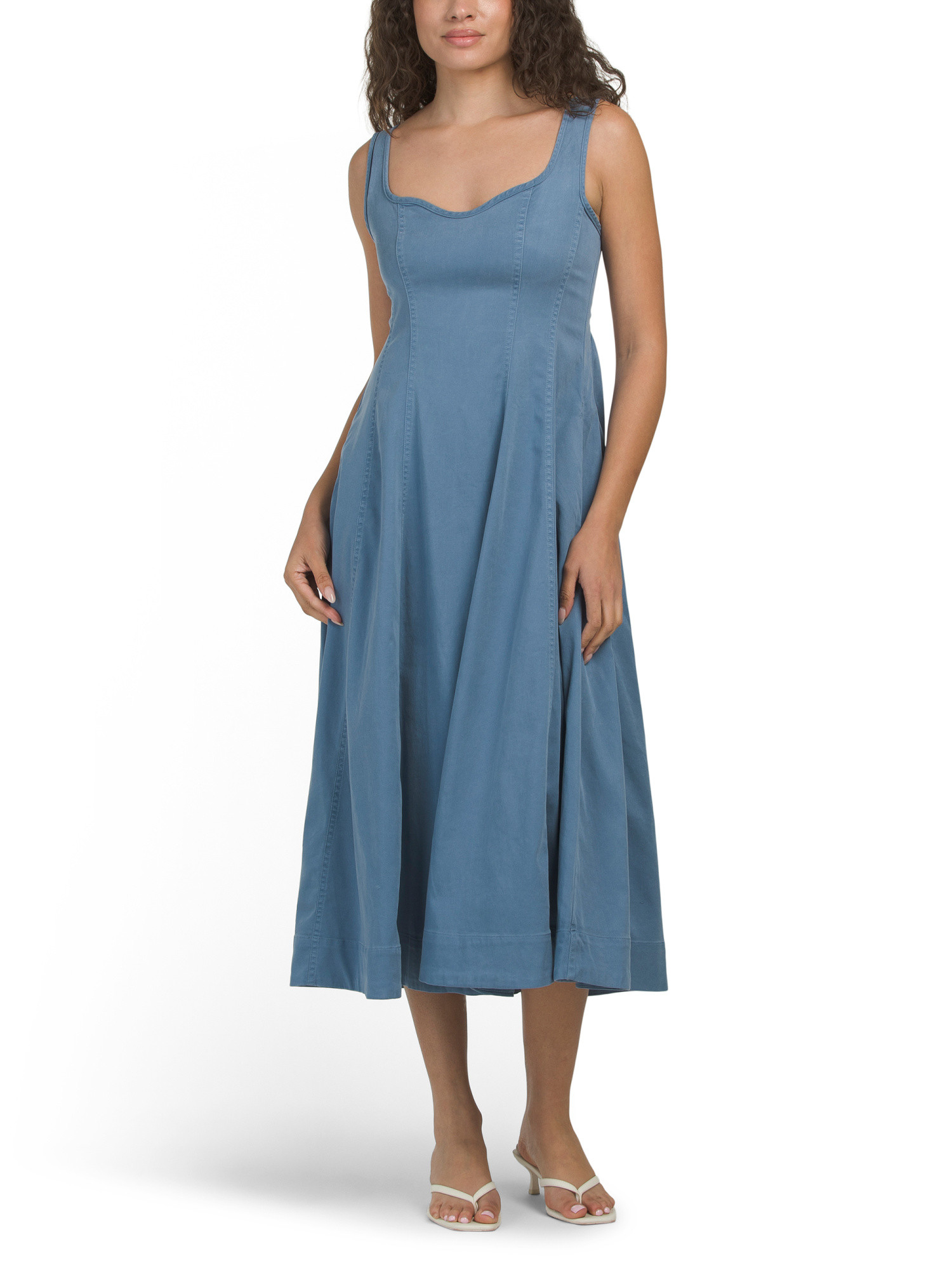 Seamed Midi Smocked Back Dress | TJ Maxx