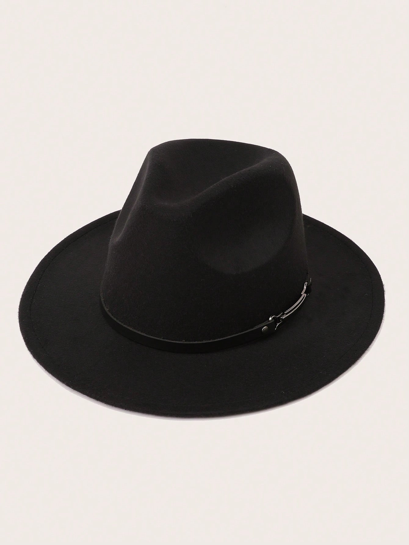 1pc Daily Belt Decor Fedora Hat Black | SHEIN