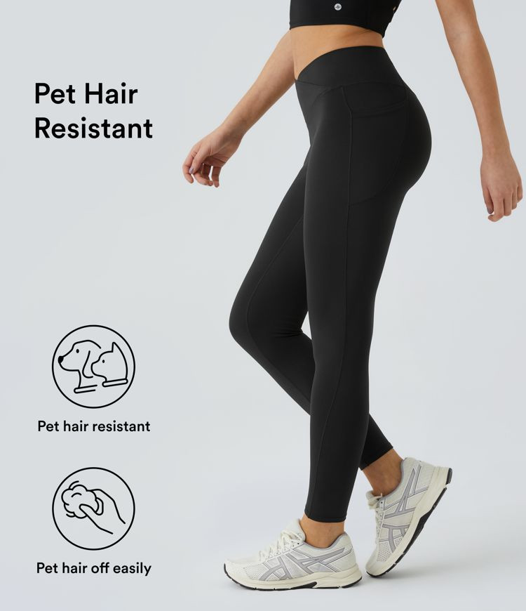 Women’s Patitoff™ 2.0 Pet Hair Resistant High Waisted Crossover Side Pocket Yoga Leggings - H... | HALARA
