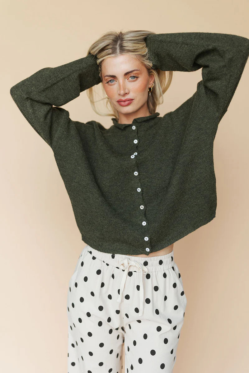 Piper Cardigan in Olive | Henly