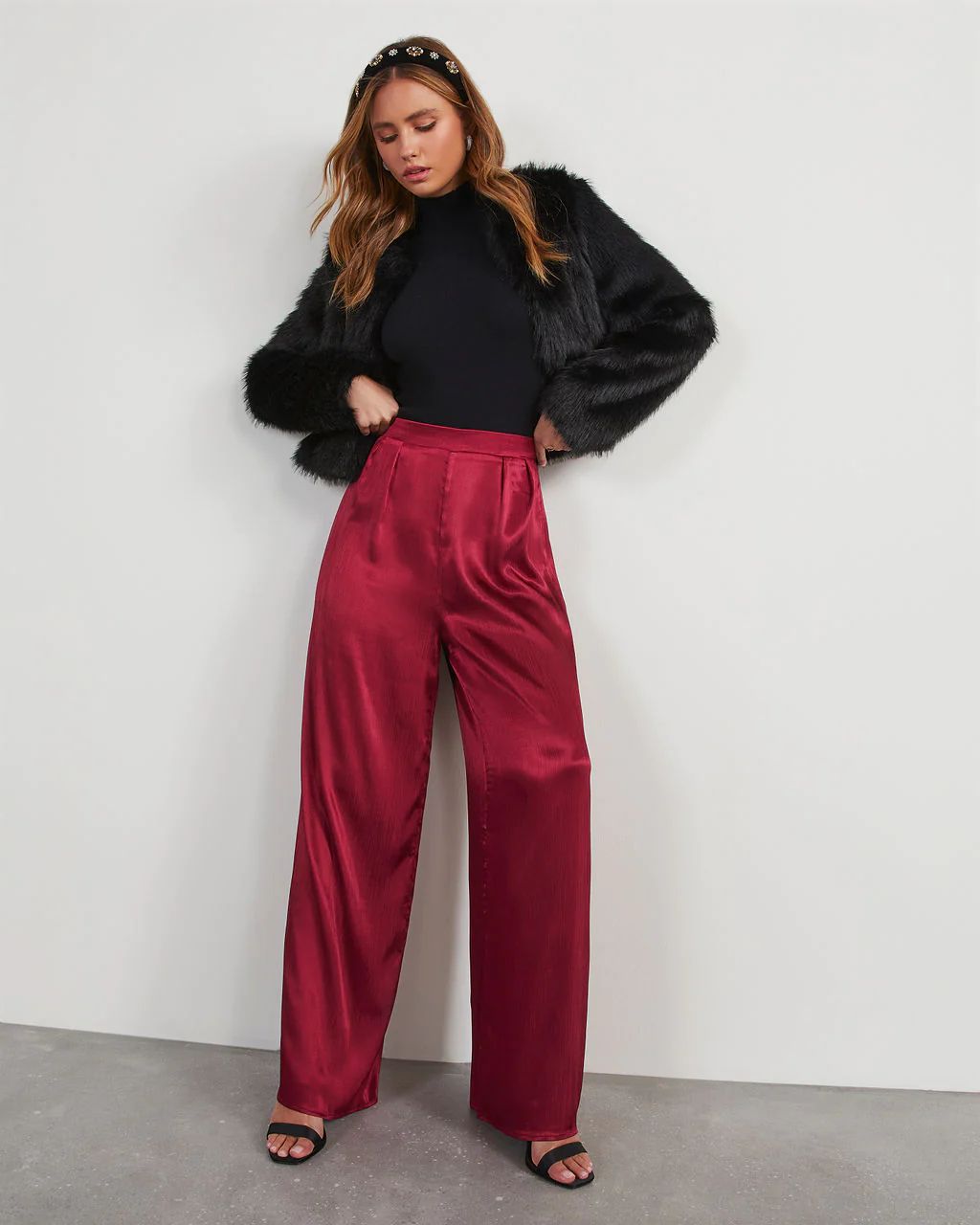 Nickie Satin High Rise Trouser Pants | VICI Collection