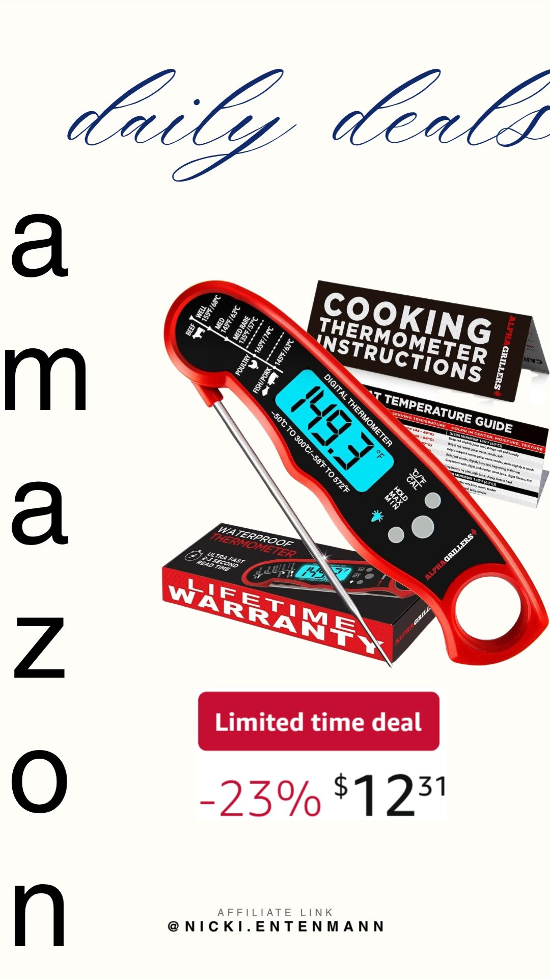 This Alpha Grillers instant read meat thermometer digital brings cheerful charm and effortless precision to cooking routines with sleek design and practical flair. #AlphaGrillers #MeatThermometer #KitchenTools #CookingGear #FoodPrep #GrillingEssentials #KitchenEssentials #DailyMeals #ModernLiving #CookingMadeEasy 🍖✨🌡️ 

 #LTKfoodie #LTKHome #LTKSaleAlert