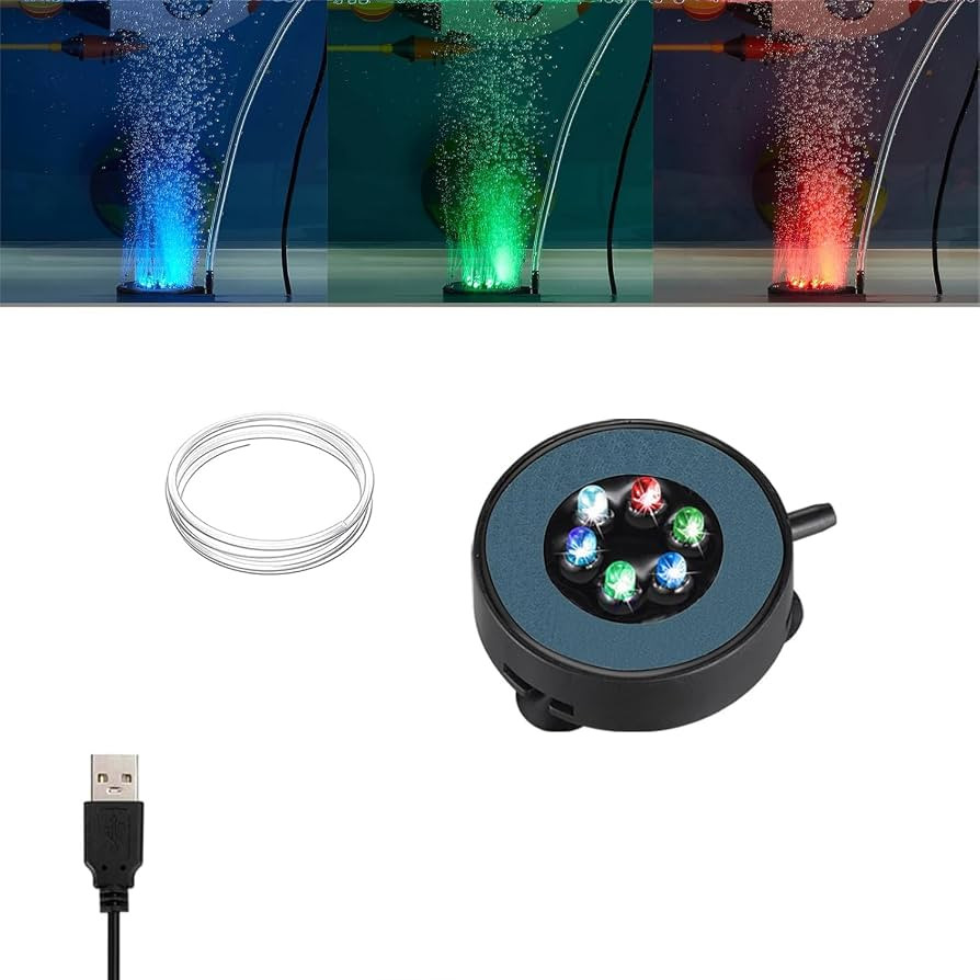 Carefree Fish Aquarium USB LED Light 2Inch Air Stone Timer with 3Ft Slicone Tubing Fish Tank Bubb... | Amazon (US)