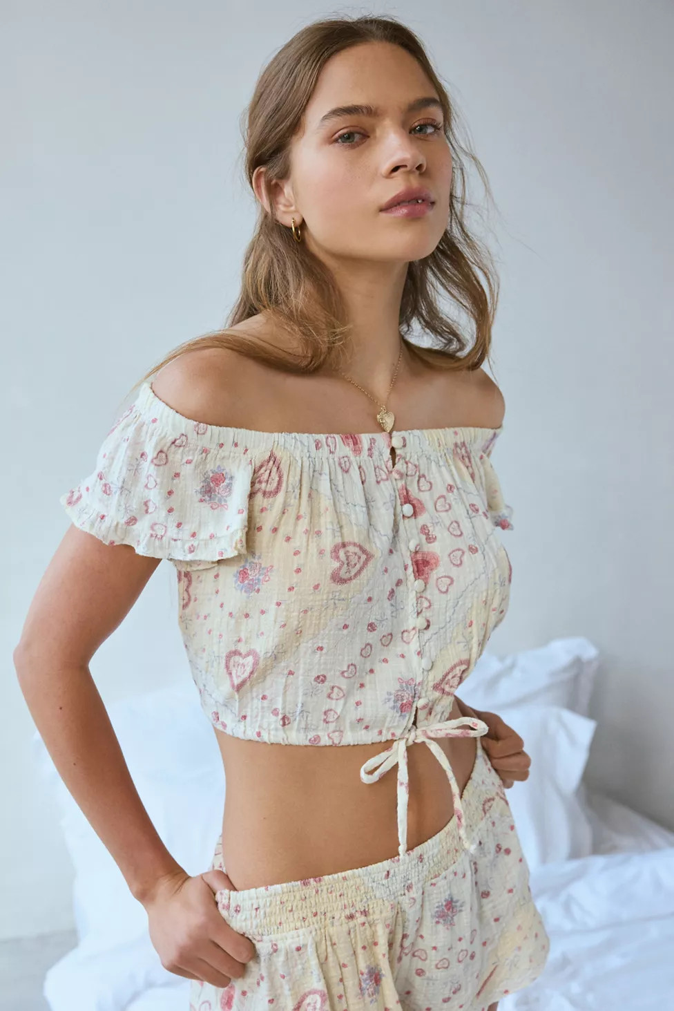 Out From Under Lilly Off-The-Shoulder Button-Down Top | Urban Outfitters (US and RoW)