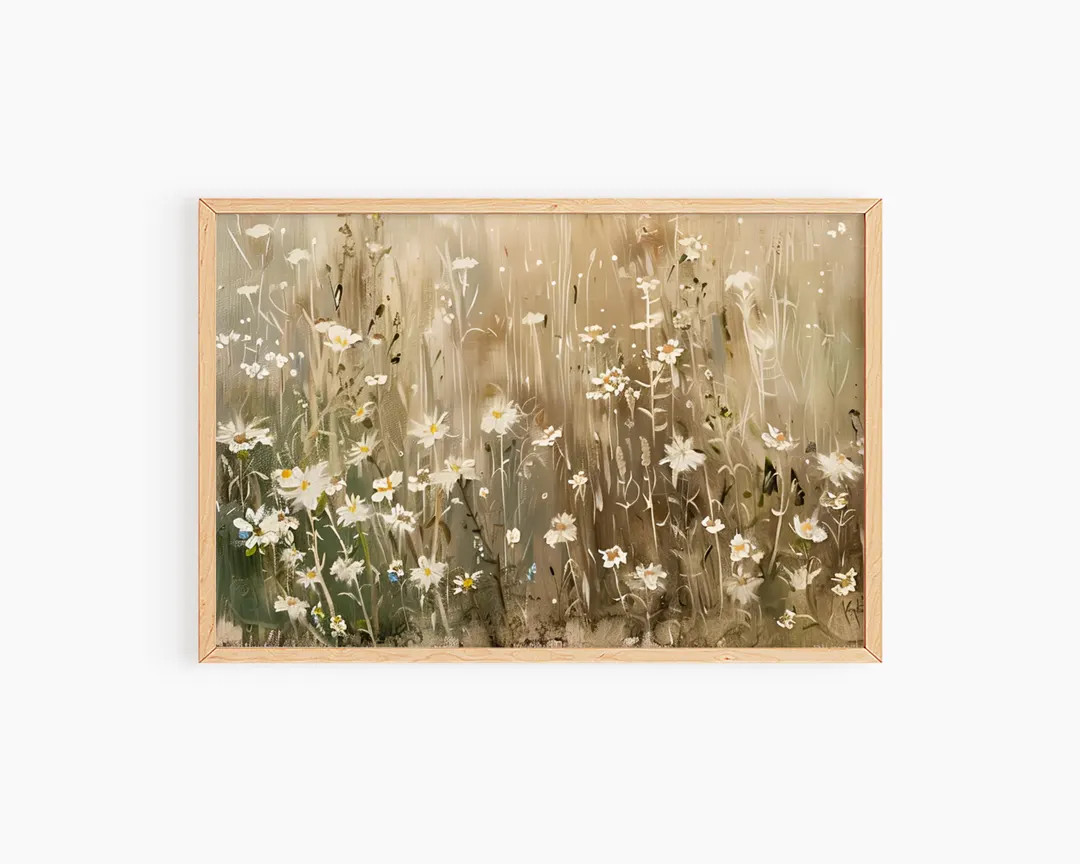 Wildflower Field Wall Art Print, Botanical Landscape Art, Modern Farmhouse Art Printable, Field o... | Etsy (US)