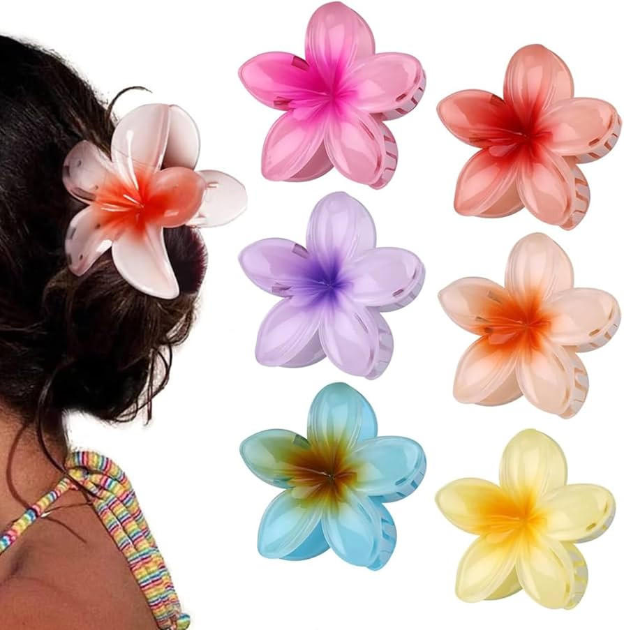6 PCS Flower Hair Clips, Non Slip Flower Claw Clips for Thin/Medium Thick Hair Strong Hold Hawaii... | Amazon (UK)