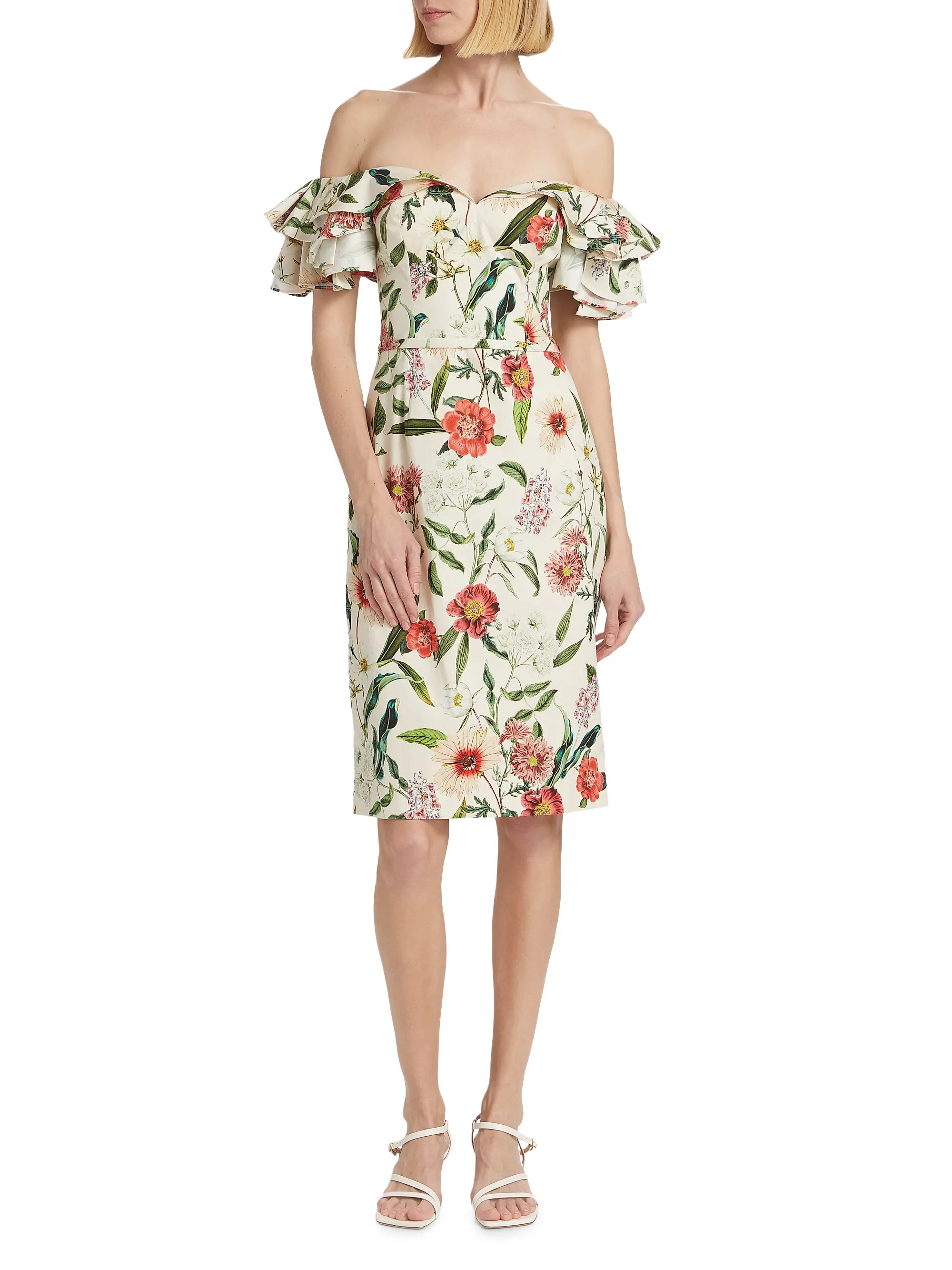 Floral Off-the-Shoulder Sheath Cocktail Dress | Saks Fifth Avenue