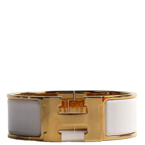 Clic Clac Wide PM White/Gold | Keeks Designer Handbags