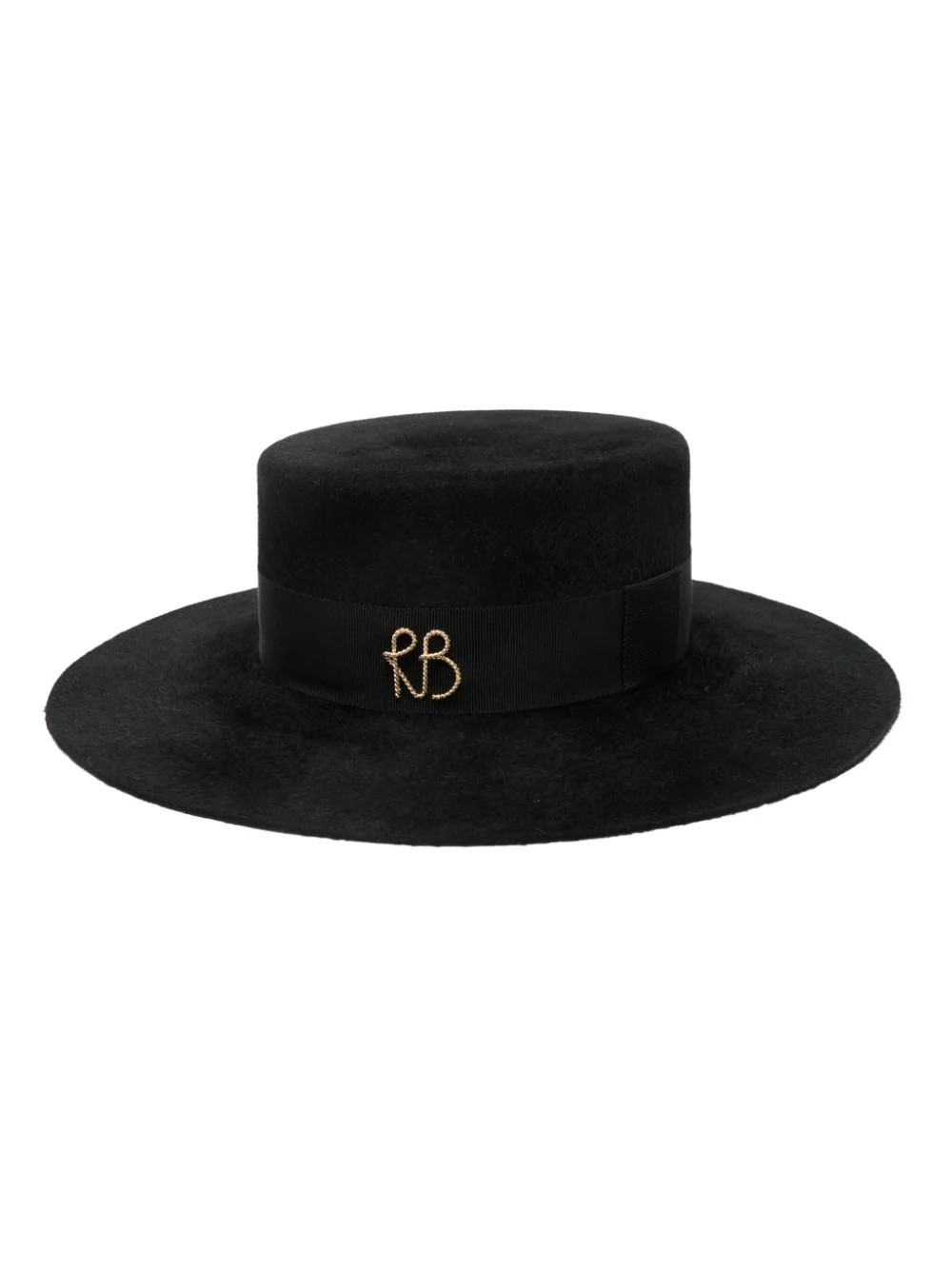 Ruslan Baginskiy monogram-embellished canotier hat - Black | Farfetch Global