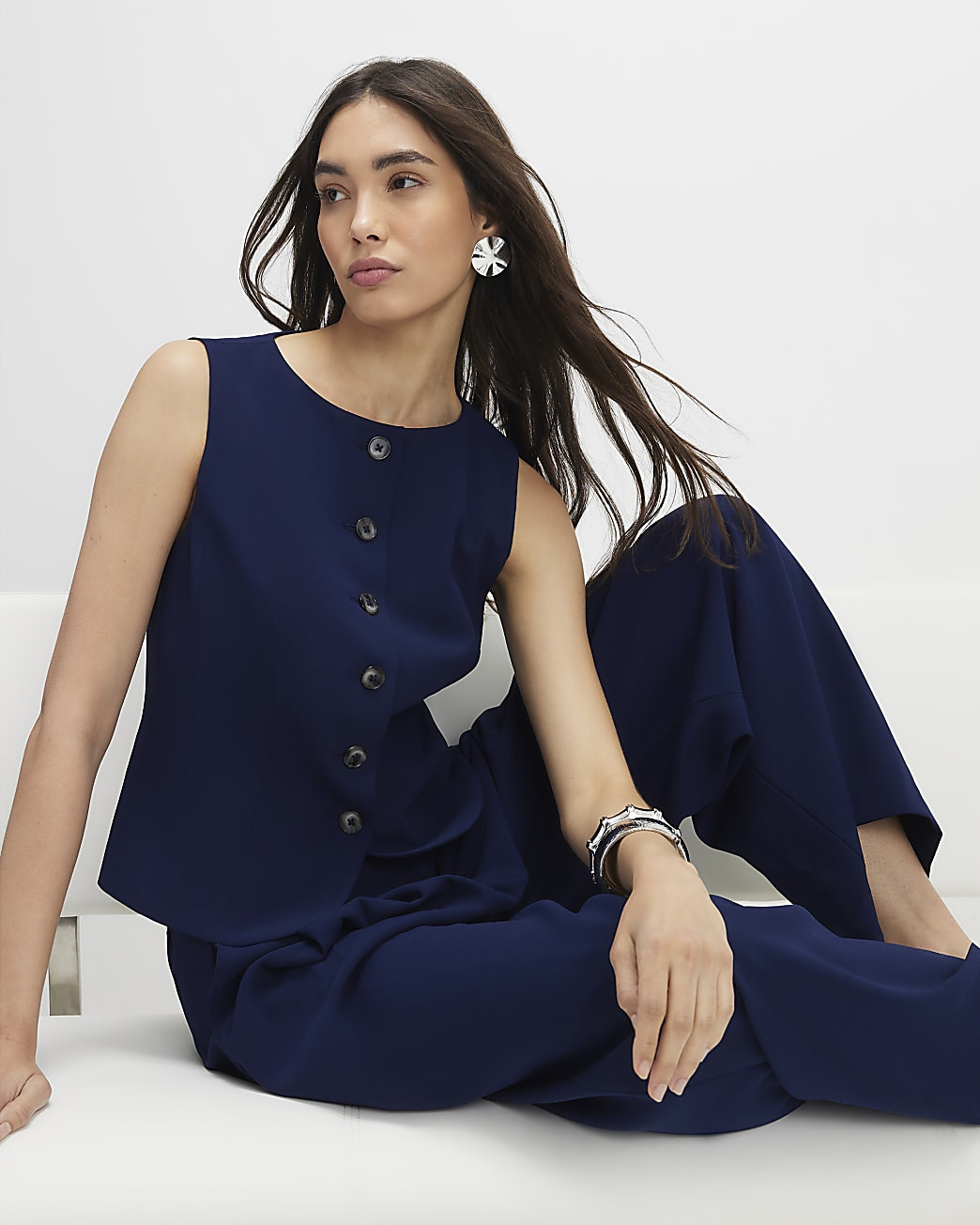 Navy Tailored Waistcoat | River Island UK & IE