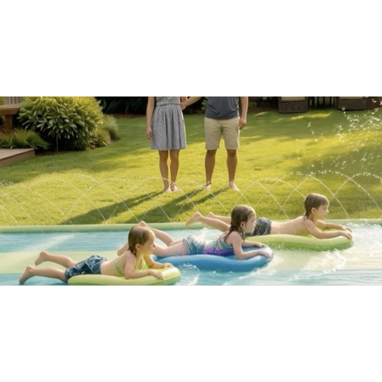 Bluescape Triple-Lane Water Slide + (3) Inflatable Boogie Boards for Summer Water Play for Toddle... | Walmart (US)