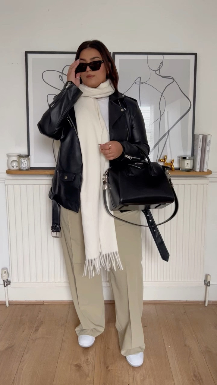 GRWM wide leg trousers and leather jacket 

#LTKeurope #LTKstyletip #LTKunder100
