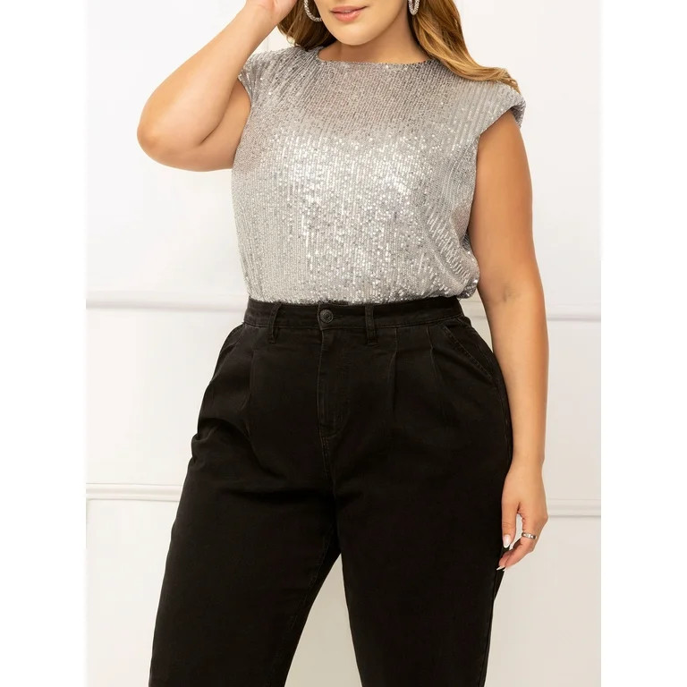 ELOQUII Elements Women's Plus Size Sequin T-Shirt | Walmart (US)
