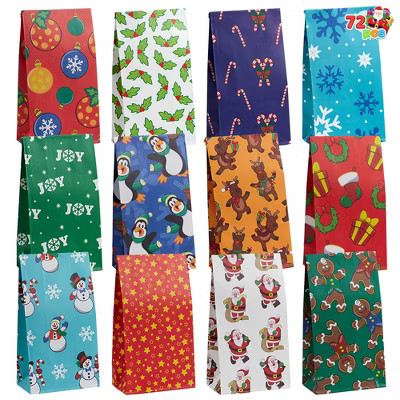 Joyfy 72 Pcs Christmas Goody Kraft Bags, 12 Festive Designs Treat Gift Bags for Christmas Party Supply Party Favors Classrooms & Crafts (9.75"x5") | Target