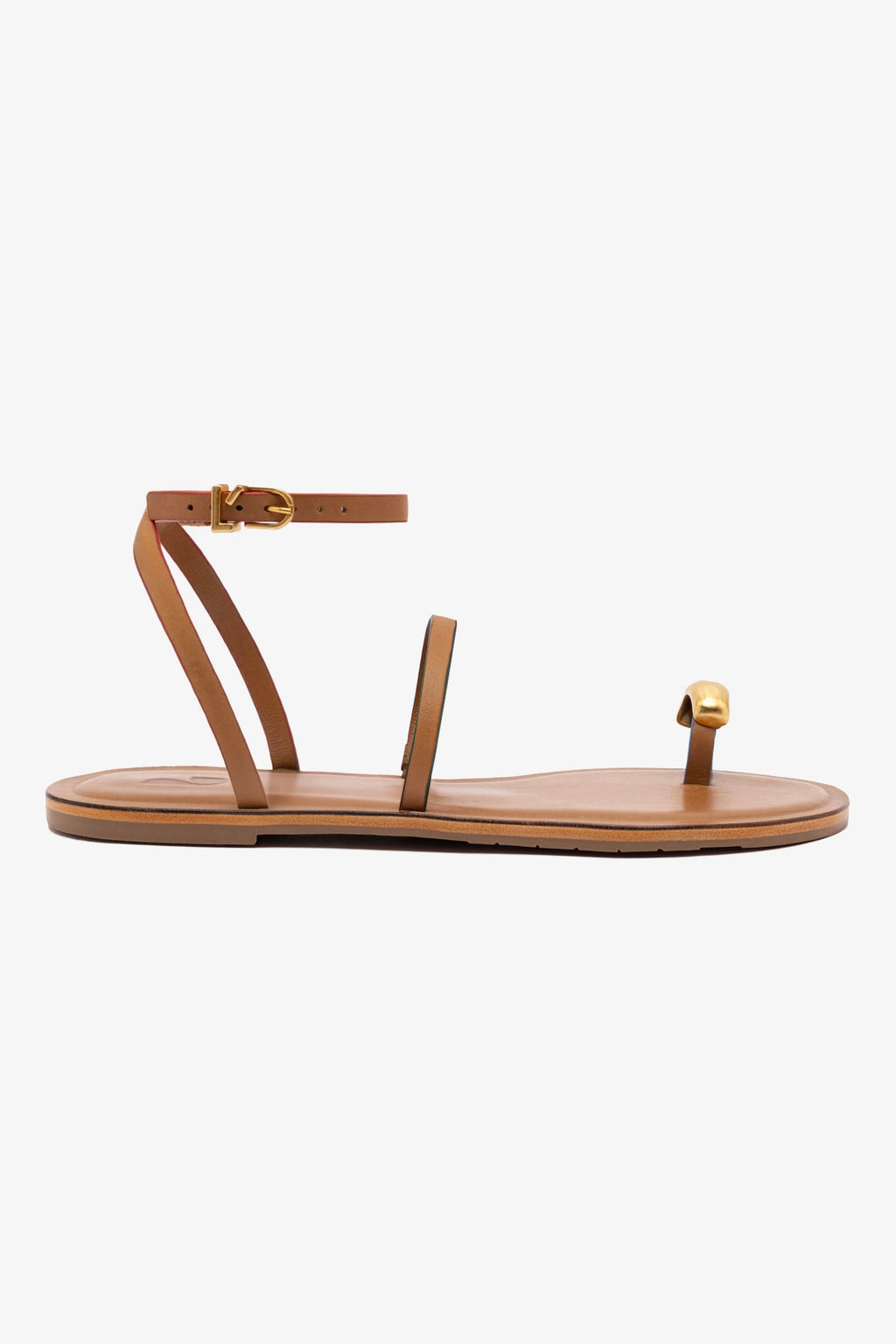 Biarritz Flat Sandal In Light Caramel Leather | Larroude
