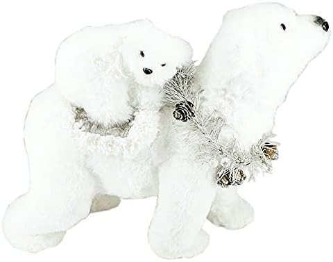 Nature Vibe 9.4 Inches White Faux Fur Polar Bear Christmas Decorations with Garland,Christmas Pol... | Amazon (US)