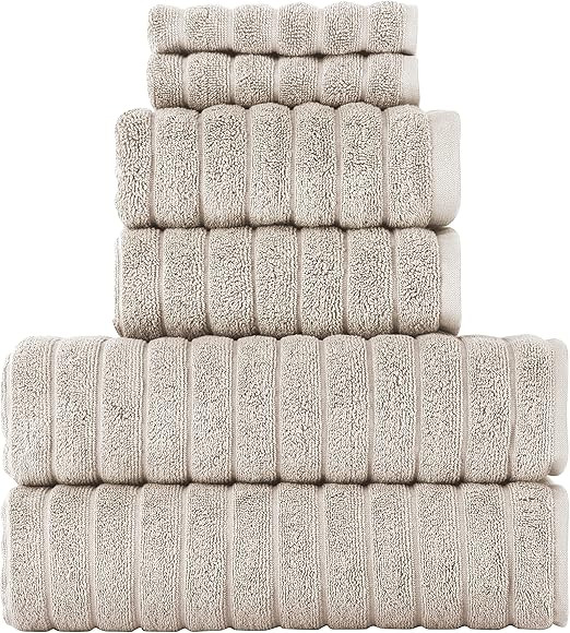 Classic Turkish Towels - Luxury Ribbed Towel Set for Bathroom, 100% Turkish Cotton, Quick Dry, So... | Amazon (US)
