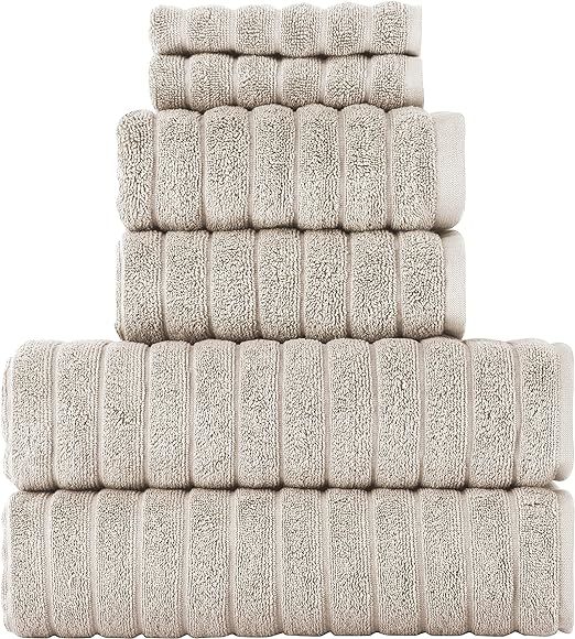 Classic Turkish Towels - Luxury Ribbed Towel Set for Bathroom, 100% Turkish Cotton, Quick Dry, So... | Amazon (US)