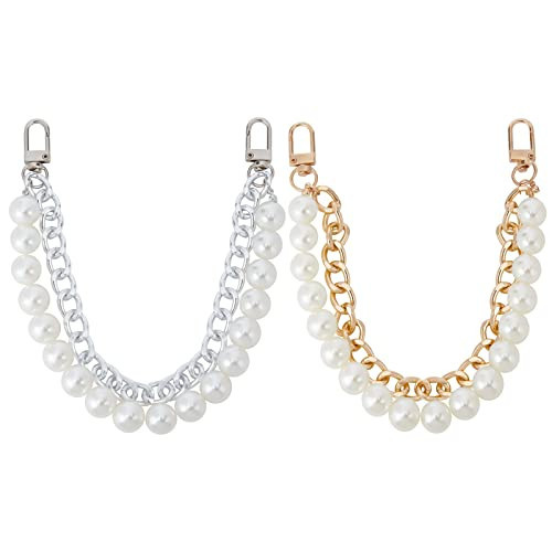 WEBEEDY 2 Pcs Imitation Pearl Bead Handle Chain Purse Extender Short Handbag Chain Replacement Bag Chain Handbag Clutch Decoration for Women(24cm/9.4 inch) | Amazon (US)