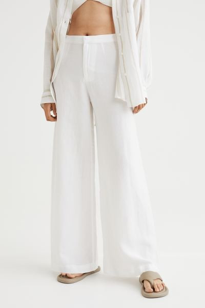 Tailored linen-blend trousers | H&M (UK, MY, IN, SG, PH, TW, HK)