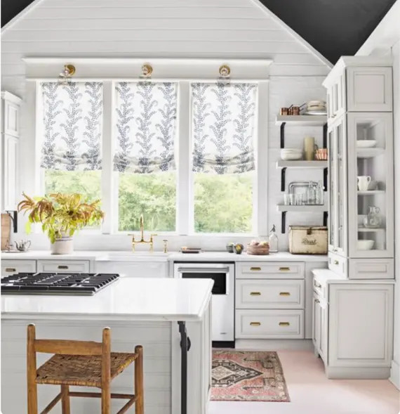 Roman Shades Blue White Designer John Robshaw Cordless Custom Widths Kitchen Bathroom Valance Shade | Etsy (US)