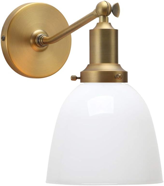 Permo Industrial Vintage Slope Pole Wall Mount Single Sconce with 6.7" Oval Dome Milk White Glass... | Amazon (US)
