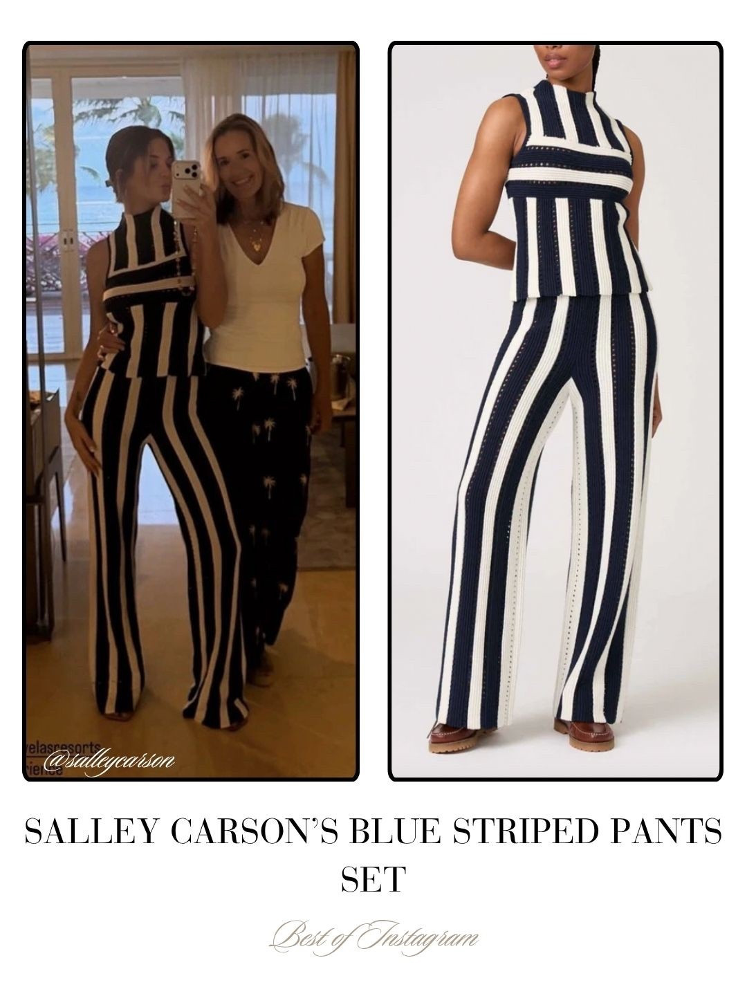 Salley Carson’s Blue Striped Pants Set / Sold by Rowingsblazers 📸 = @salleycarson 
