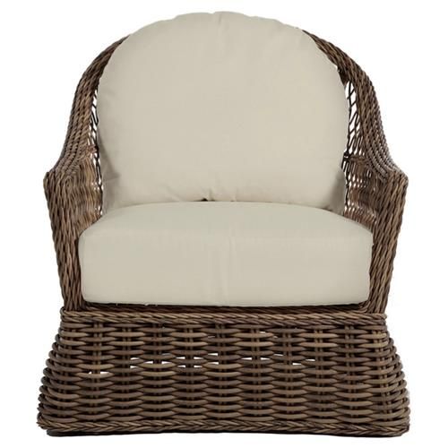 Summer Classics Soho Coastal Brown Woven Wicker Outdoor Lounge Chair | Kathy Kuo Home