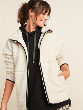 Cozy Teddy Sherpa Long Zip Jacket for Women | Old Navy (US)