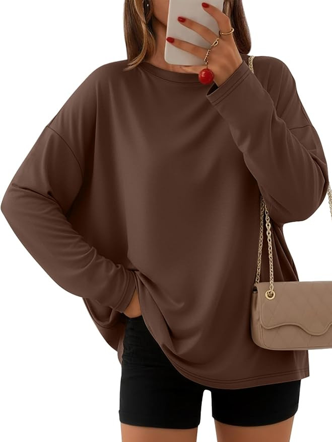 AUTOMET Women's Oversized Long Sleeve Shirts Fall Trendy Tops Fashion Gym Baggy Basic Casual Loos... | Amazon (US)