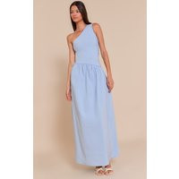 Light Blue Stretch Woven One Shoulder Maxi Dress | PrettyLittleThing US