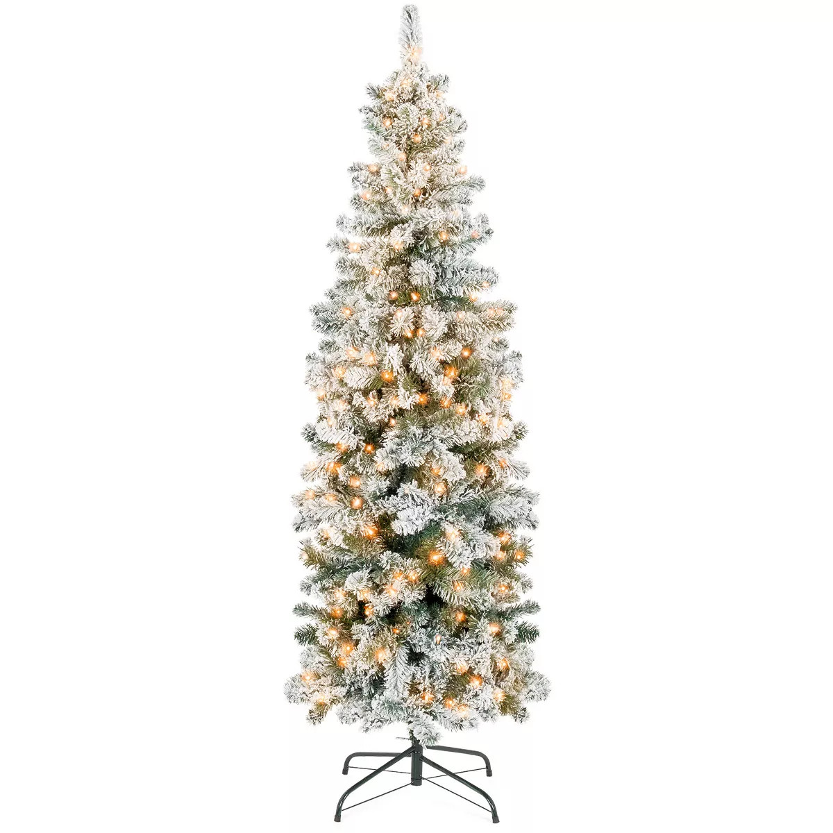 Best Choice Products Pre-Lit Artificial Snow Flocked Pencil Christmas Tree Holiday Decoration | Target