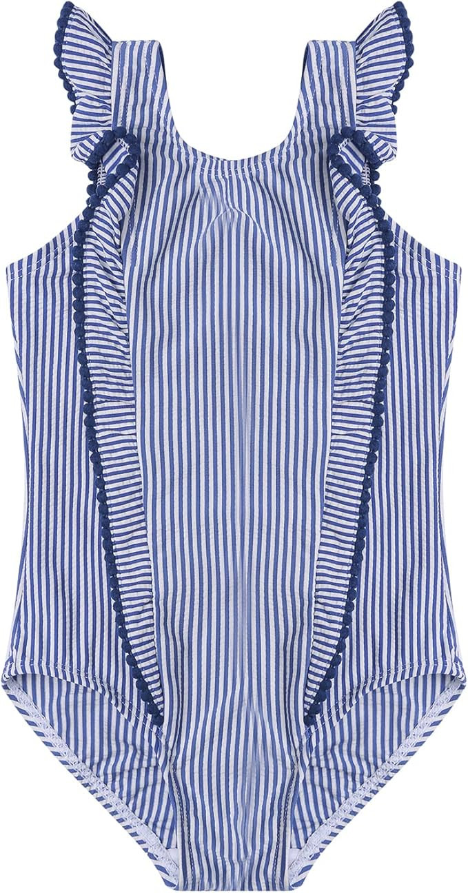 LIZENS Girls Bathing Suit One Piece Ruffle Swimsuit Girls Swimwear Print | Amazon (US)