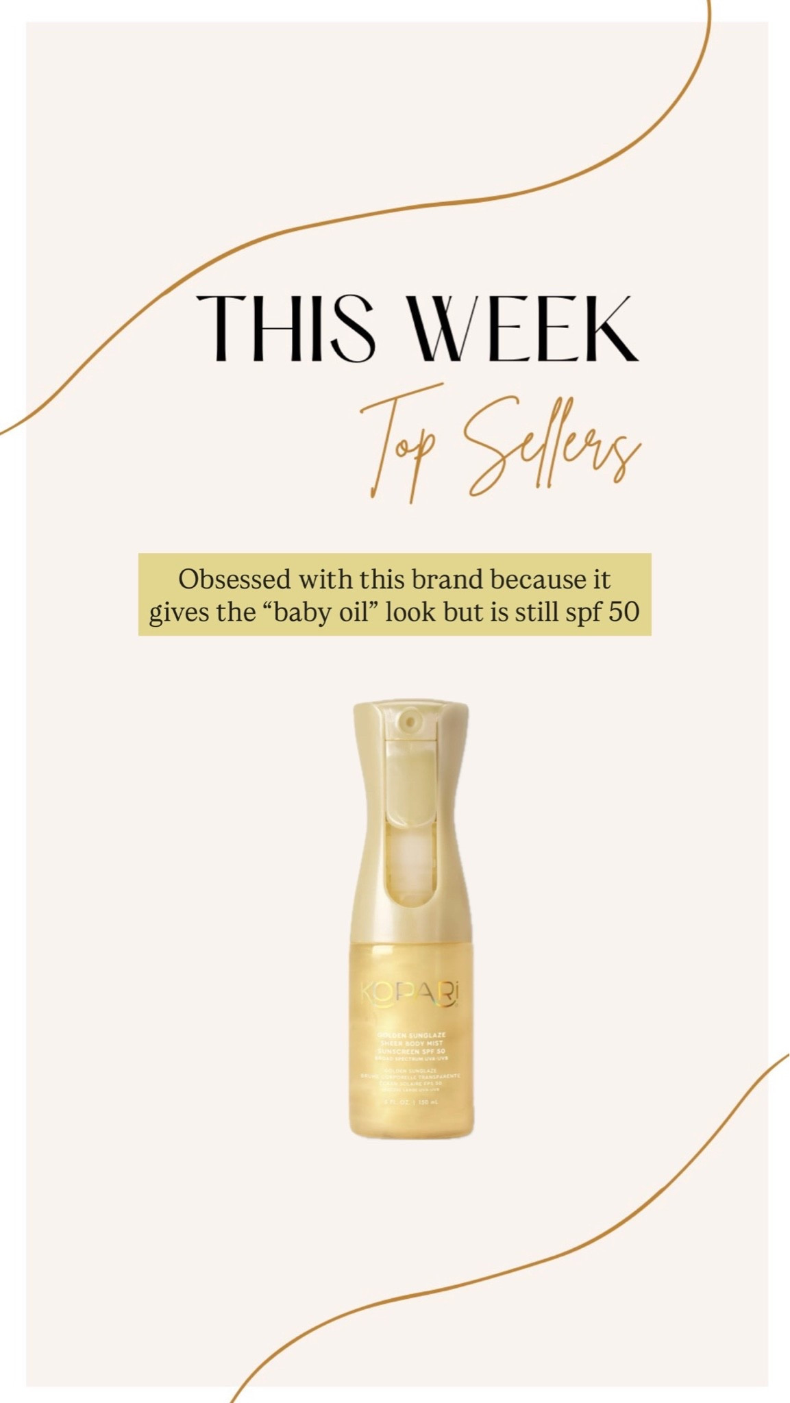 Kopari is the best for the glistening look with spf built in