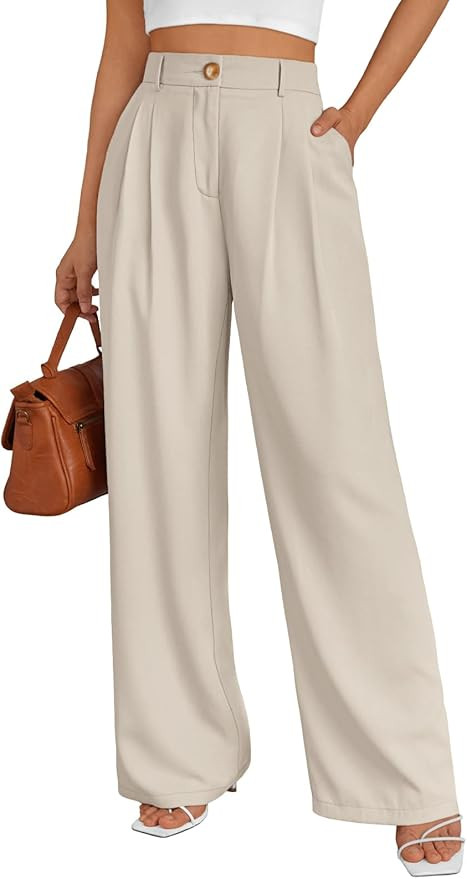 AUTOMET Womens Wide Leg Dress Pants Business Casual Work Outfits | Amazon (US)