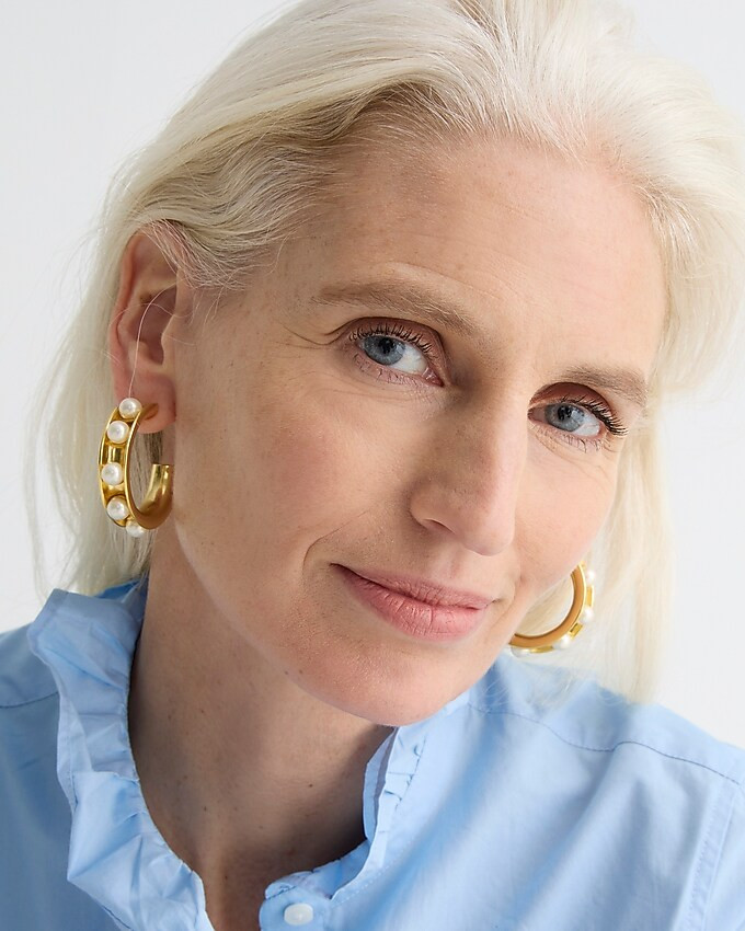 Pearl-studded hoop earrings | J. Crew US