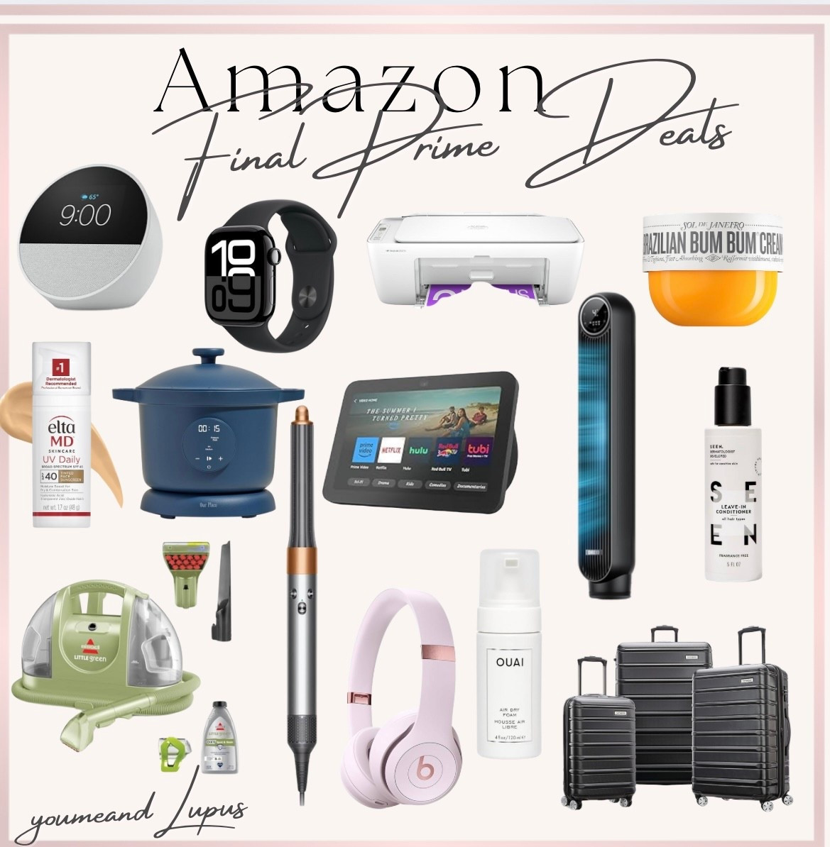 Final Amazon Prime Day Deal. Ala ok funds, final prime day hours, printers, air dryers, vacuum, fans, Beats headphones, slow cookers, suitcases, clocks, sale, prime days, sunscreen, hair mouse, dry shampoo, YoumeandLupus 

#LTKBeauty #LTKHome #LTKSaleAlert