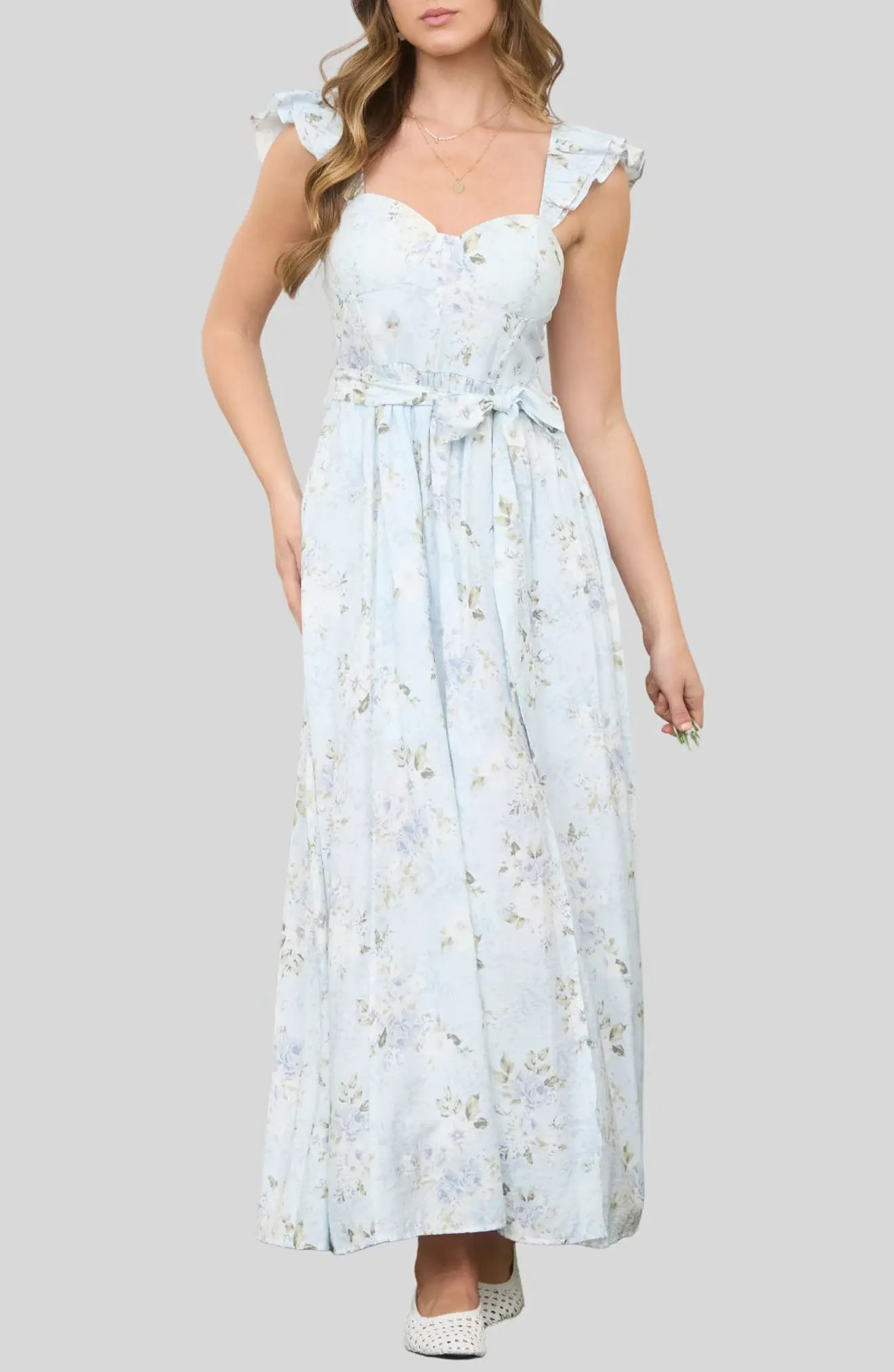 Floral Print Ruffle Maxi Dress (Women) | Nordstromrack | Nordstrom Rack